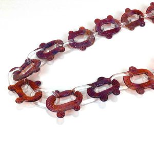 Cranberry Glass Chain Necklace-Detail