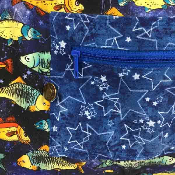 Eco Friendly FoldUp Market Bag- Fish on Starry Sky
