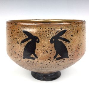 Two Sitting Rabbits Bowl by Terry Plasket