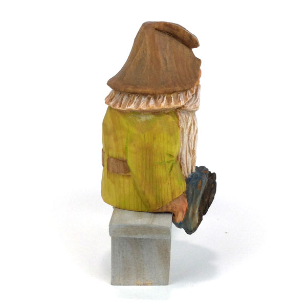 Wood Gnome on Bench with Pumpkin- Domenick Maggio