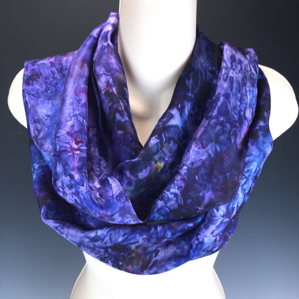 Navy and Purple Wide Straight Silk Scarf