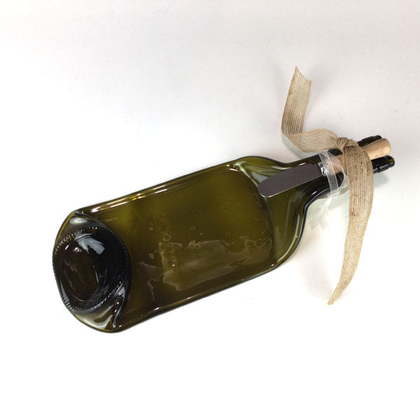 Slumped Glass Wine Bottle Tray with Spreader