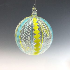 Yellow/Aqua Cane Ornament by Michael Egan
