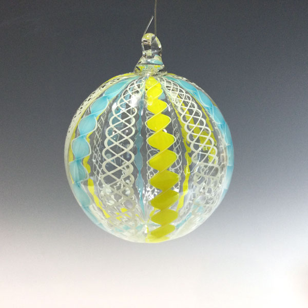 Yellow/Aqua Cane Ornament by Michael Egan