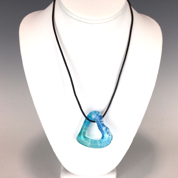 Cast Glass Ocean Heart Necklace