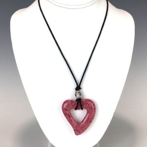 Cast Glass Open Heart Necklace Satin