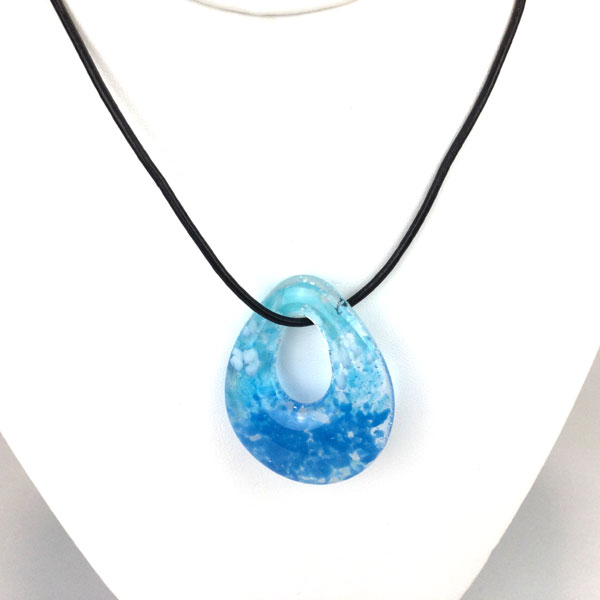 Cast Glass Ocean Teardrop Necklace
