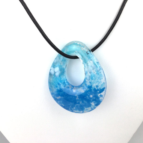 Cast Glass Ocean Teardrop Necklace