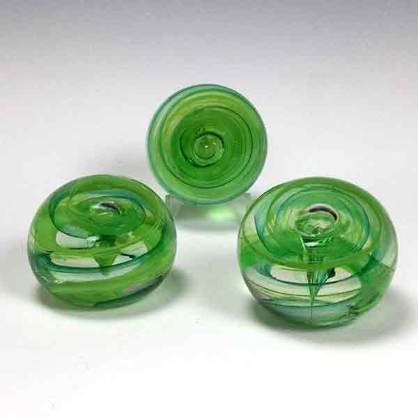 WheatonArts Glass Paperweight Lime Green Swirl