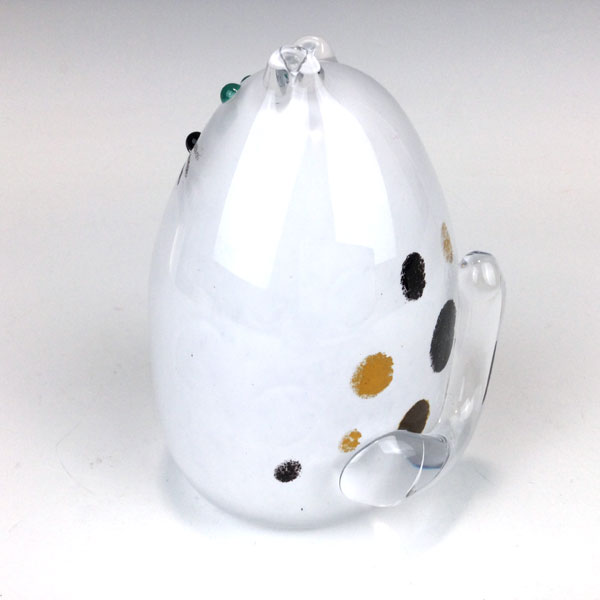 Purrfect White Spot Paperweight by Caithness Glass