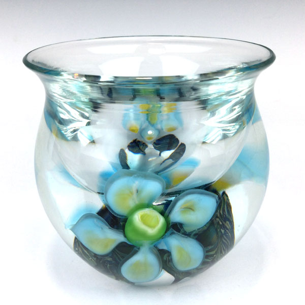 Turquoise Clematis Mini Bowl by David Lotton