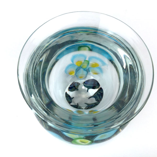 Turquoise Clematis Mini Bowl by David Lotton