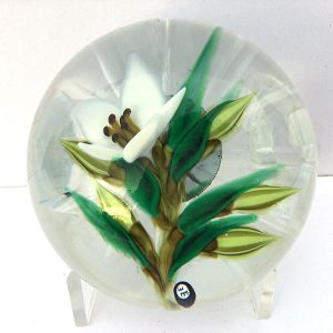 White Flower on Clear Paperweight