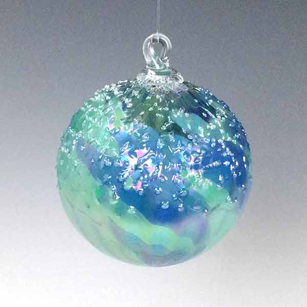 Glass Ornament Ice Cap Aqua Mix