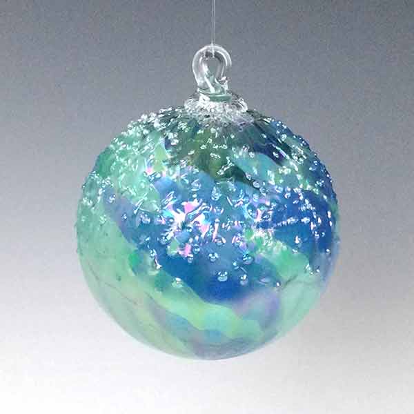 Glass Ornament Ice Cap Aqua Mix