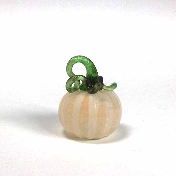 Mini Peach and Ivory Pumpkin with Curly Green Stem