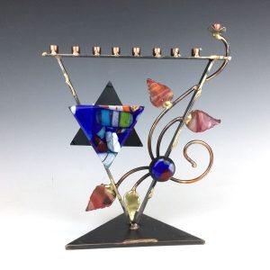 Triangle Menorah with Jewish Star