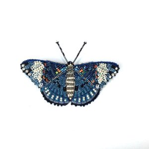 Blue Calico Cracker Butterfly Pin by Trovelore