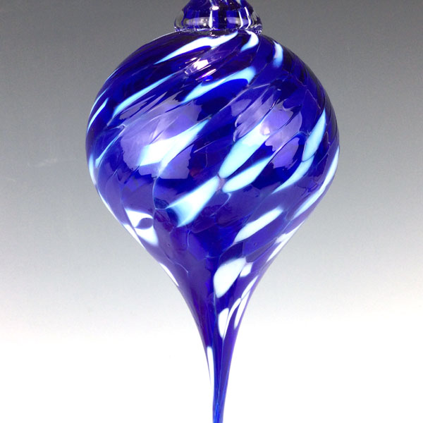 Pointed Ornament Blue/White by Rosetree Glass