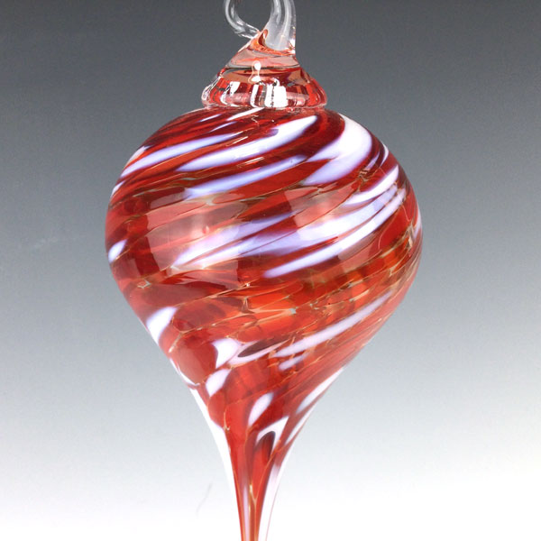 Pointed Ornament in Red/White by Rosetree Glass