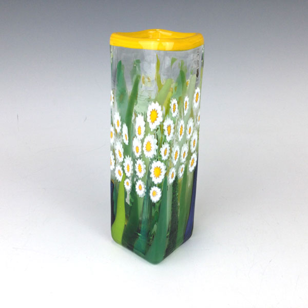Small Clear Daisy Square Vase by MAD Art Glass