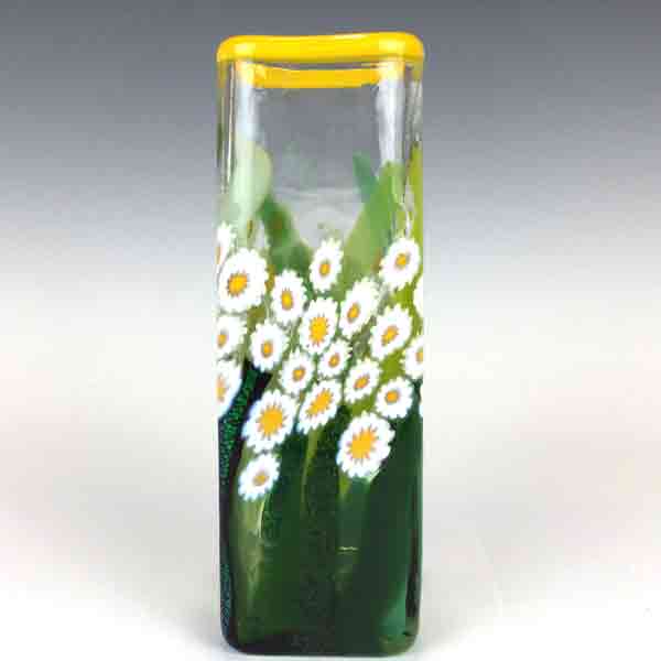 Small Clear Daisy Square Vase by MAD Art Glass