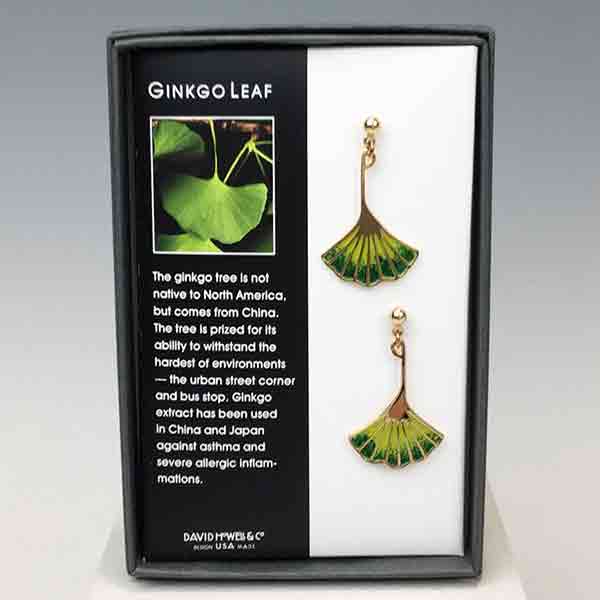David Howell & Co Ginkgo Leaf Earrings