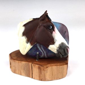 Pinto Horse Bead Sculpture & Base