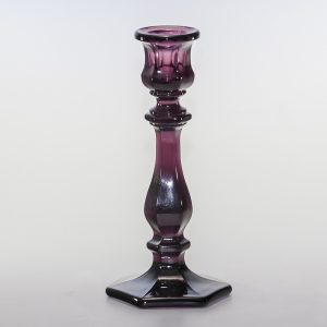 Amethyst Pressed Glass Candlestick