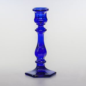 Cobalt Pressed Glass Candlestick