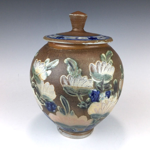 Salt Glaze Lidded Vase by Terry Plasket
