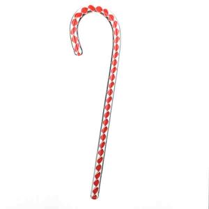Red and White Glass Candy Cane Ornament