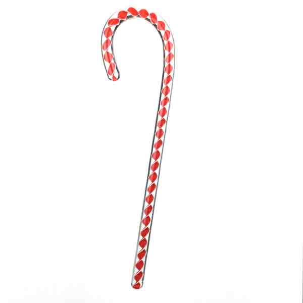 Red and White Glass Candy Cane Ornament