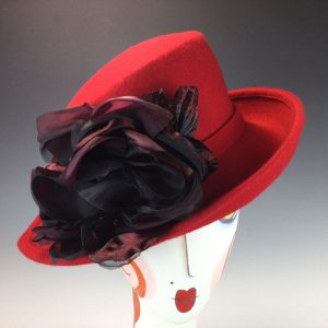 Arrow Hat in Red with Floral Accent