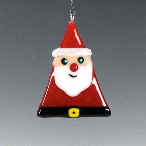 Deborah DiMarco Fused Glass Triangle Santa