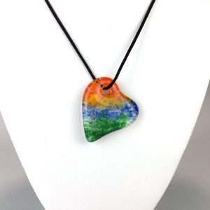 Cast Glass Rainbow Heart Necklace