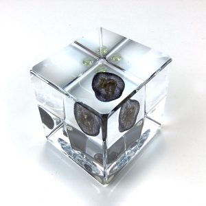 The Secret: Cube with Figures by Paul Stankard