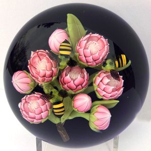 Pink Protea Flowers & Honeybee by Clinton Smith