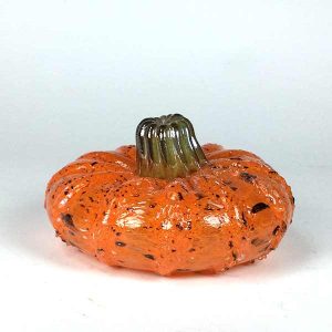 Glass Pumpkin with Recycled Cullet and Gold Iridiz