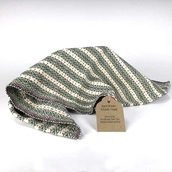 Handwoven Kitchen Towel in Natural Cotton with Red