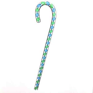 Blue and Green Glass Candy Cane Ornament