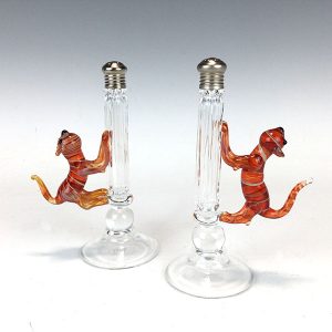 Orange Cat Pedestal Salt & Pepper Shakers
