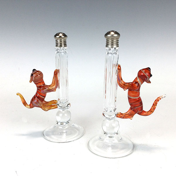 Orange Cat Pedestal Salt & Pepper Shakers