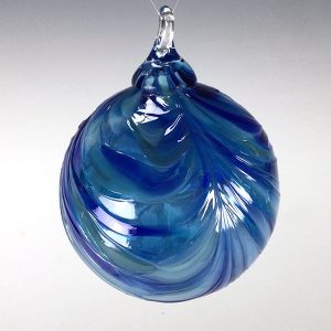 Glass Feathered Ornament in Glacier