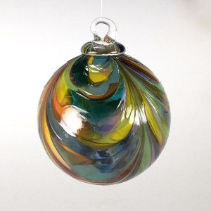 Feathered Glass Ornament in Coral Reef