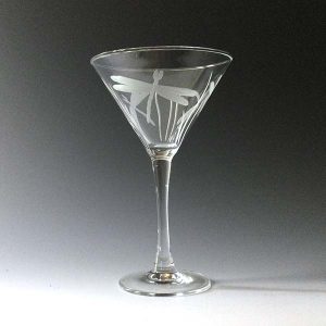 Etched Glass Dragonfly Martini