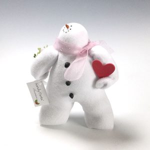 Fleece Snowman with Heart, Flowers and Pink Sparkl