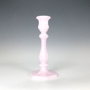 Single Pressed Glass Candlestick in Crown Tuscan