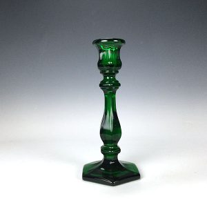 Single Pressed Glass Candlestick in Hunter Green