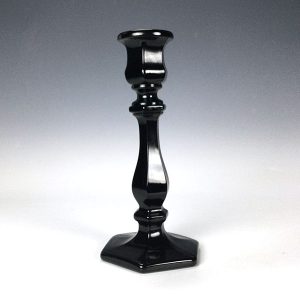 Single Pressed Glass Candlestick in Black Raspberr